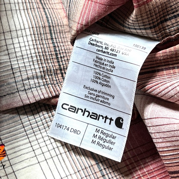 Carhartt Relaxed Fit Mid weight Short Sleeve Plaid Shirt Mens Size Medium - Picture 10 of 13